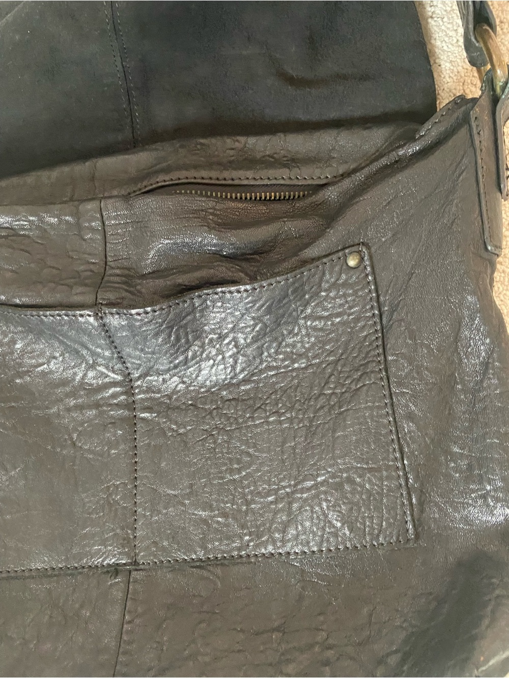 Beautiful Vintage Black Leather Large Italian Messenger Bag Gianni Notaro - Picture 13 of 14